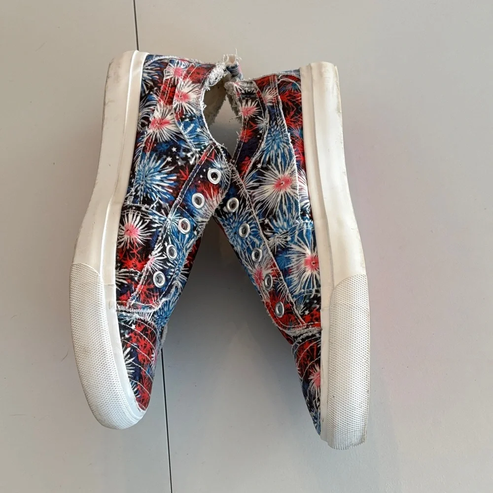 Conkys Women's Red and Blue Tie-Dye Sneakers - Picture 3 of 7